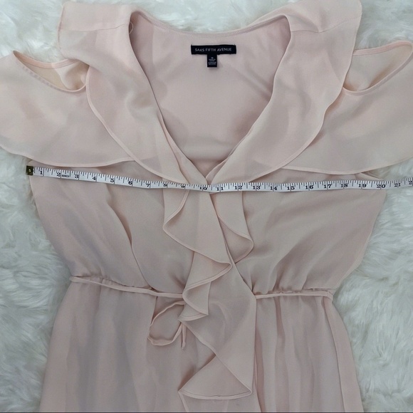 Saks Fifth Avenue Cold Shoulder Ruffle Dress Size 10 - Picture 4 of 9